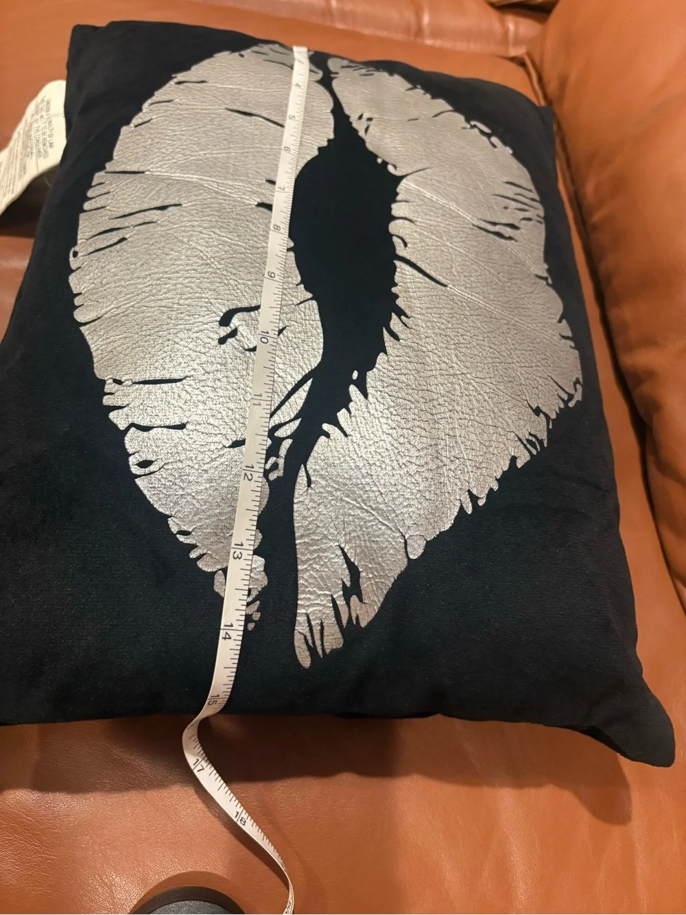 DORMIFY Velvet Kiss Throw Pillow Black/Silver Metallic Kiss (used)